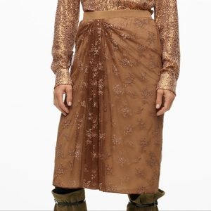 🎁NWT Zara Limited Edition Glitter Effect Midi Skirt